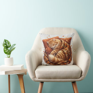 Cozy Sleeping Cat Throw Pillow