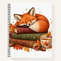 Cozy Sleeping Fox Books Autumn Notebook