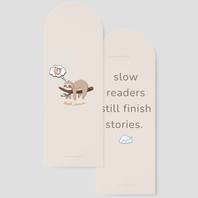 Cozy Sloth Bookmark (Front & Back)