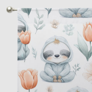 Cozy Sloth Garden Sheer Curtain — Soft Nature