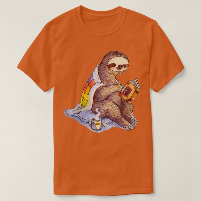 Cozy Sloth in Blanket T-Shirt (Design Front)