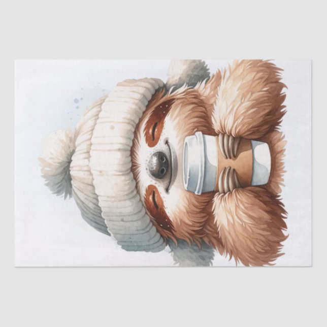 Cozy Sloth Seasonal Latte Coffee Tissue Paper (Front)