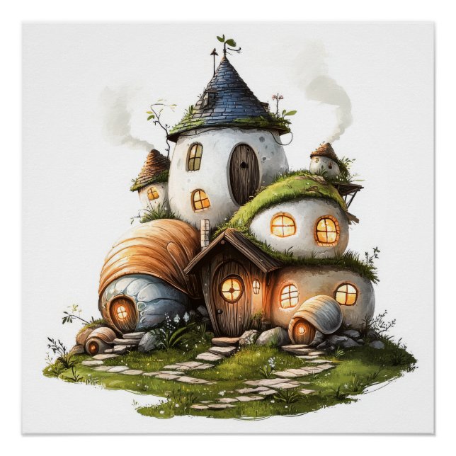 Cozy Snail Shell Cottages Poster (Front)