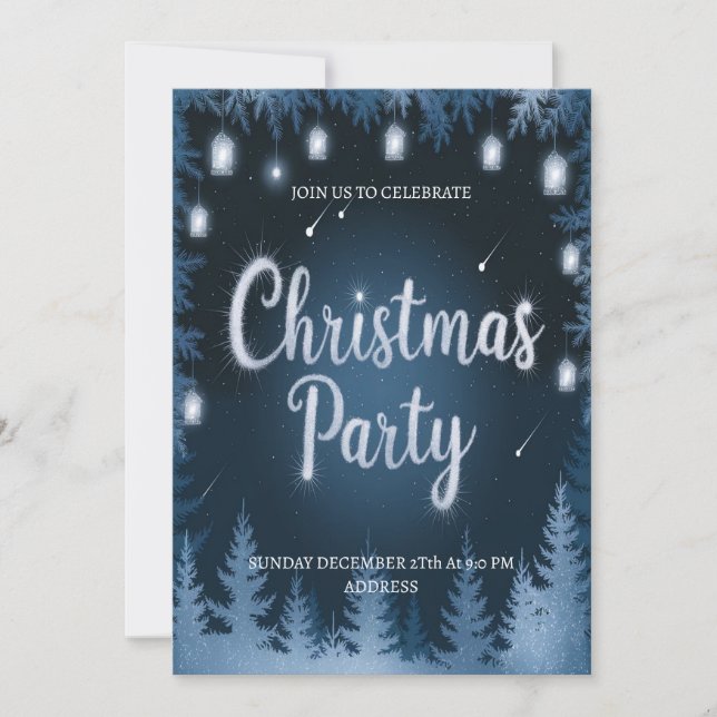 Cozy Snowful Happy Chrsitmas Party Invitataion Holiday Card (Front)