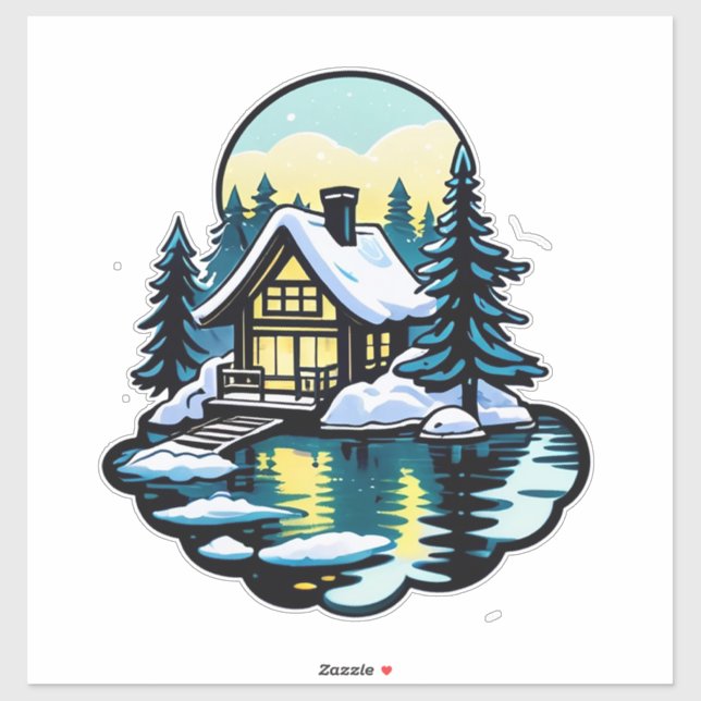 Cozy Snowy Cabin Sticker (Sheet)