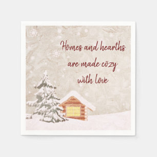 Cozy Snowy Country Winter Cabin Napkins