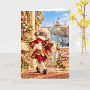Cozy Sock Monkey Classics — Vivaldi in Venice Card