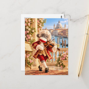 Cozy Sock Monkey Classics — Vivaldi in Venice Postcard