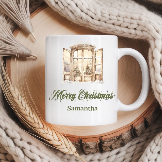 Cozy soft pastel Nordic design custom name Christm Coffee Mug (Cozy soft pastel Nordic design custom name Christmas mug

)