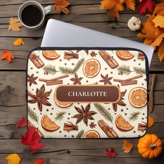 Cozy Spice Pattern – Custom Name Laptop Sleeve (Creator Uploaded)