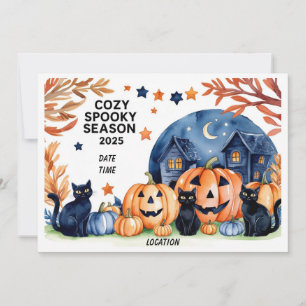 Cozy Spooky Season 2025 Watercolor Invite