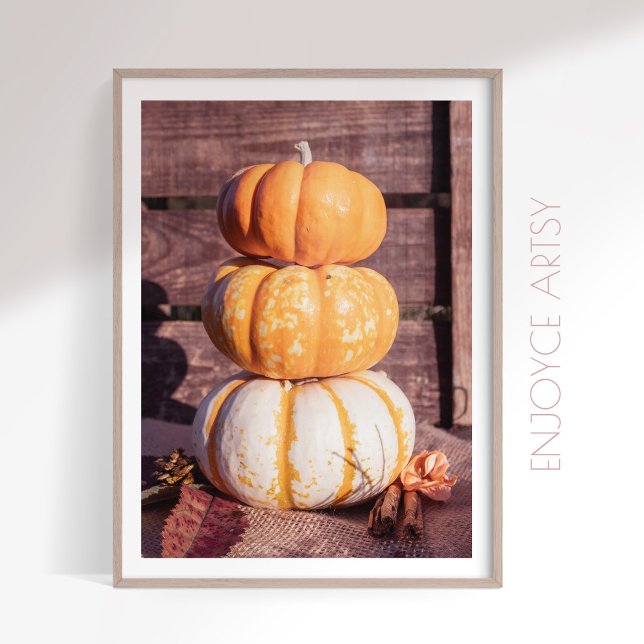 Cozy stack of orange pumpkins photo fall wall art (Creator Uploaded)