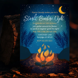 Cozy Starlit Bonfire Birthday Party Invitation