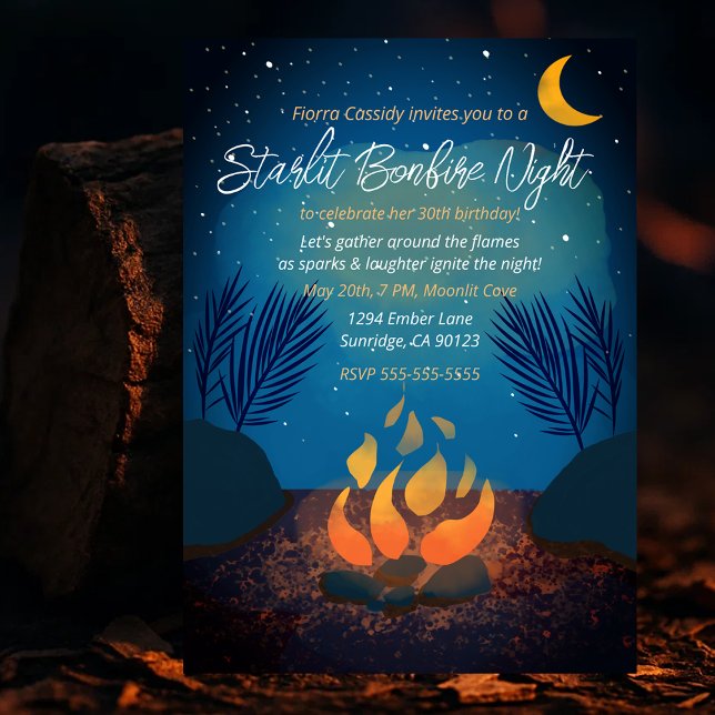 Cozy Starlit Bonfire Birthday Party Invitation (Cozy Starlit Bonfire Birthday Party Invitation
)