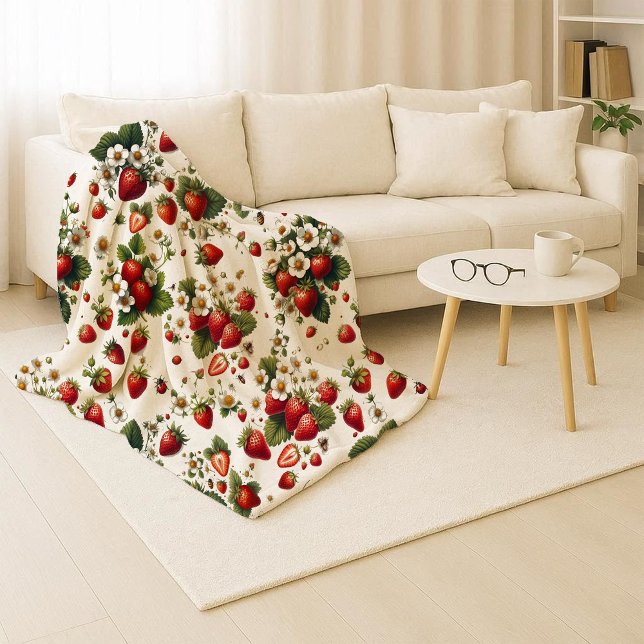 Cozy Strawberry Botanical Sherpa Blanket (Cozy Strawberry Botanical Sherpa Blanket)