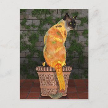 Cozy Sunflower Cat Postcard by TheWhimsicalPost at Zazzle