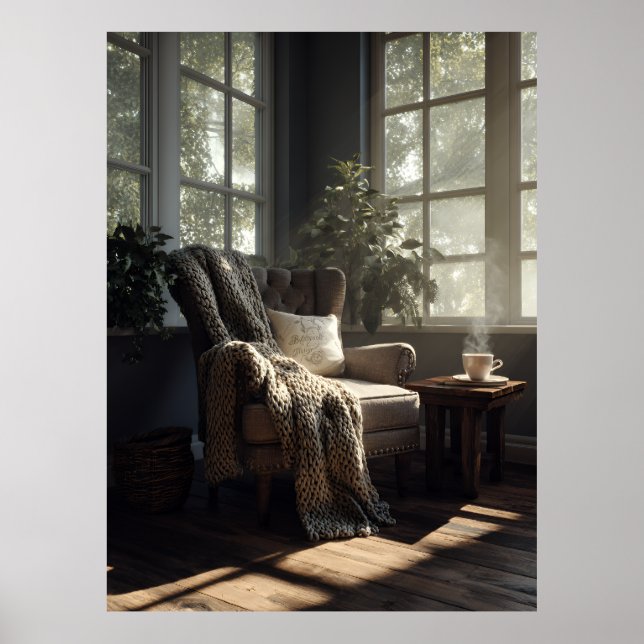 Cozy Sunlit Armchair Nook Poster (Front)