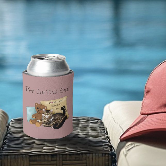 Cozy Tabby Pink Father's Day Can Cooler (Creator Uploaded)