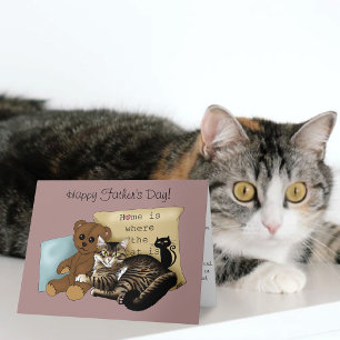 Cozy Tabby Pink Father's Day Card