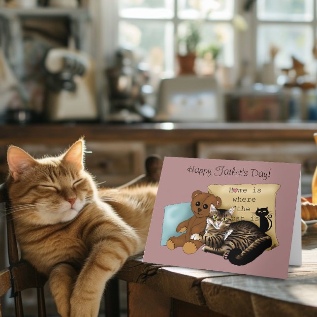 Cozy Tabby Pink Father's Day Card (Creator Uploaded)
