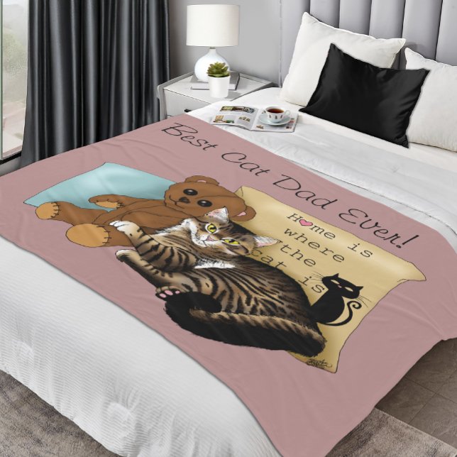 Cozy Tabby Pink Father's Day Fleece Blanket (Creator Uploaded)