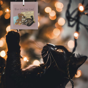 Cozy Tabby Pink Father's Day Glass Ornament
