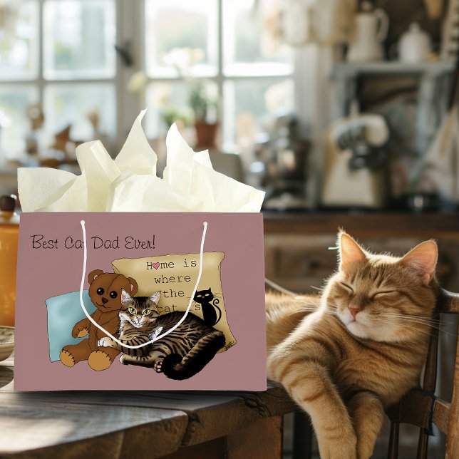 Cozy Tabby Pink Father's Day Large Gift Bag (Creator Uploaded)