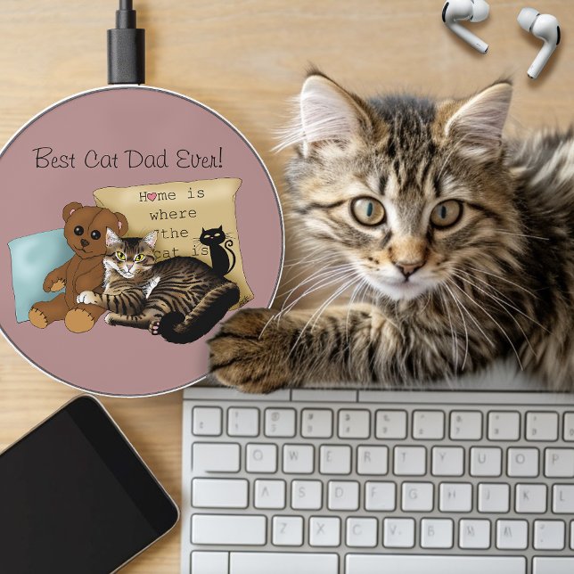 Cozy Tabby Pink Father's Day Wireless Charger (Creator Uploaded)