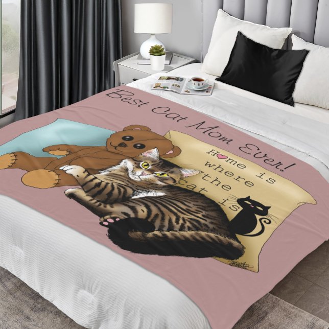Cozy Tabby Pink Mother's Day Fleece Blanket (Creator Uploaded)