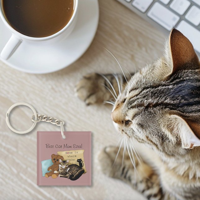 Cozy Tabby Pink Mother's Day Keychain (Creator Uploaded)