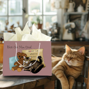 Cozy Tabby Pink Mother's Day Large Gift Bag