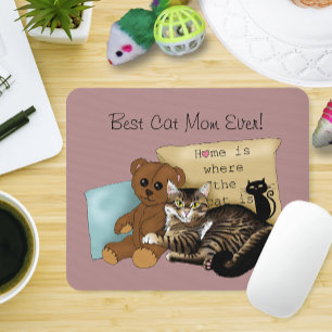 Cozy Tabby Pink Mother's Day Mouse Pad