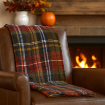 Cozy Tartan Fleece Blanket, Fall Colors