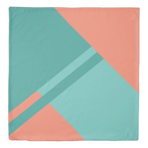 Cozy teal and orange color block duvet cover