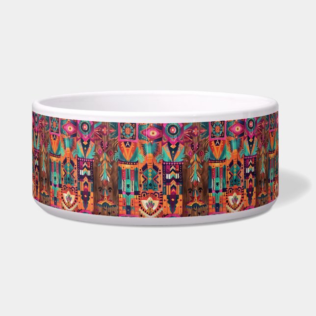 Cozy Teal "Legacy of the Sun Empire" Plush Pet Bow Bowl (Front)
