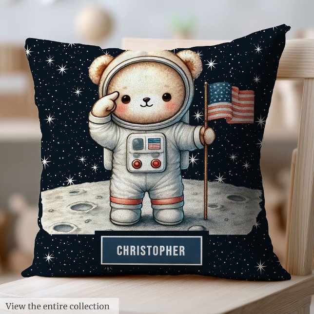 Cozy Teddy Bear Astronaut Throw Pillow Baby Boy (Cozy Teddy Bear Astronaut Throw Pillow Baby Boy Gift)