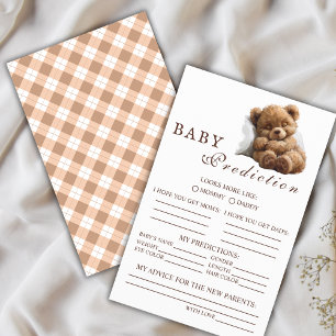 Cozy Teddy Bear Baby Shower Prediction Game Card Flyer