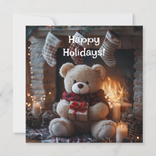 Cozy Teddy Bear Holiday Design Card