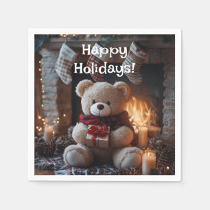 Cozy Teddy Bear Holiday Design Napkins
