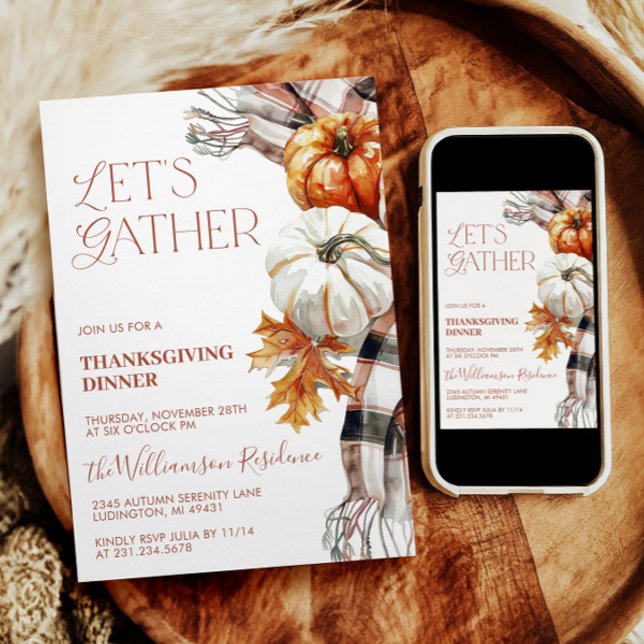 Cozy Thanksgiving Invitation - Let's Gather (Cozy Thanksgiving Invitation - Let's Gather)