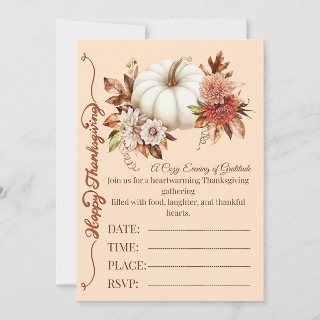 Cozy Thanksgiving Pumpkin Invite (Front)