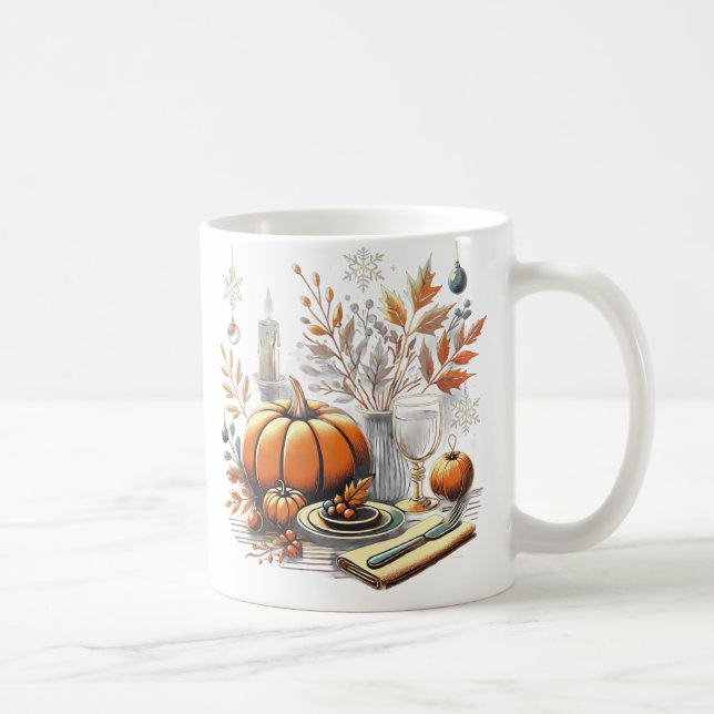 Cozy Thanksgiving to Winter Holiday Table Decor Coffee Mug (Right)