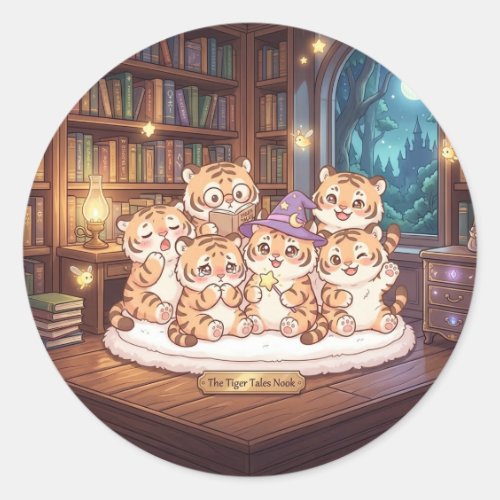 Cozy Tiger Tales Library Sticker