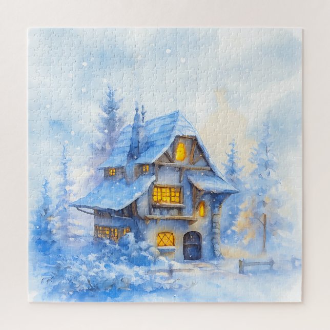 Cozy Traditional Lodge Forest Corporate Holiday  Jigsaw Puzzle (Vertical)