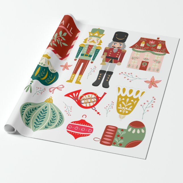 Cozy traditional Nutcrackers Christmas pattern  Wrapping Paper (Unrolled)