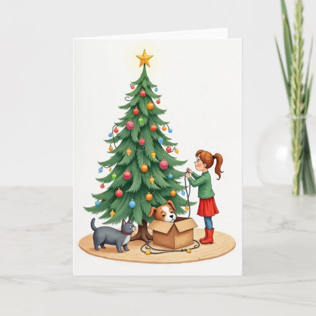 Cozy Tree Decorating Card (Front)