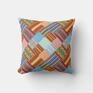 Cozy tribal patchwork pattern  throw pillow