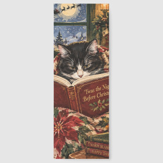 Cozy Tuxedo Cat Christmas Bookmarks