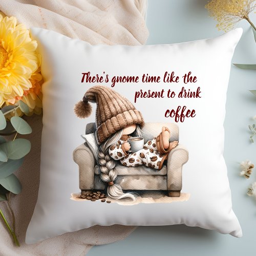 Cozy Two_tone Watercolor Gnome Throw Pillow