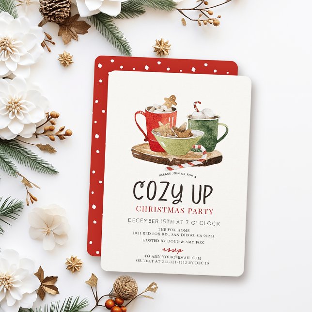Cozy Up Cookies & Cocoa Christmas Holiday Party Invitation (Creator Uploaded)